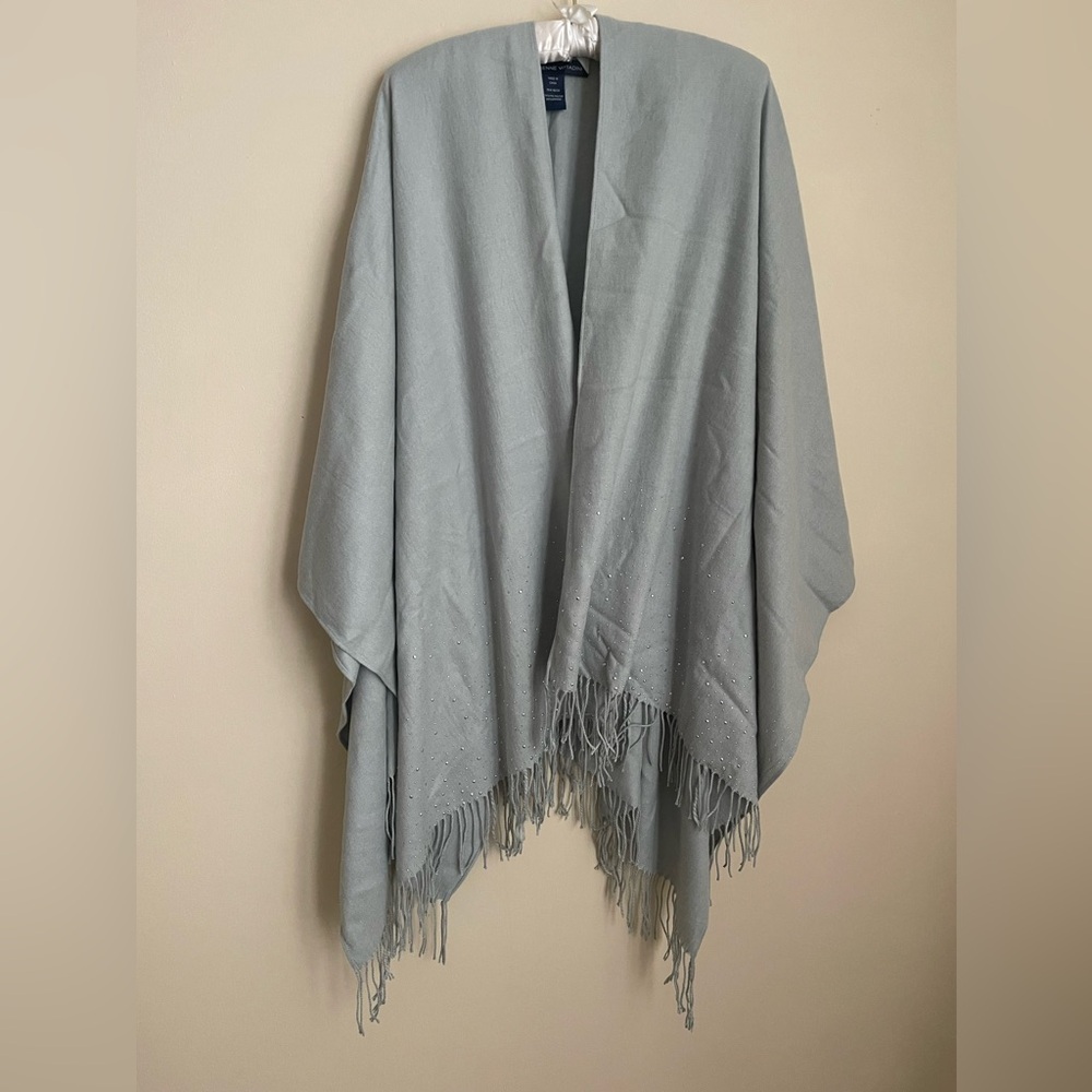 Gray Fringe Shawl Wrap